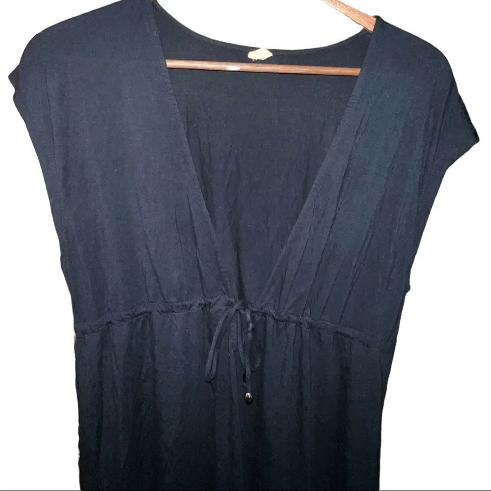 ‎Merona black v-neck beach cover up with drawstring waist size medium